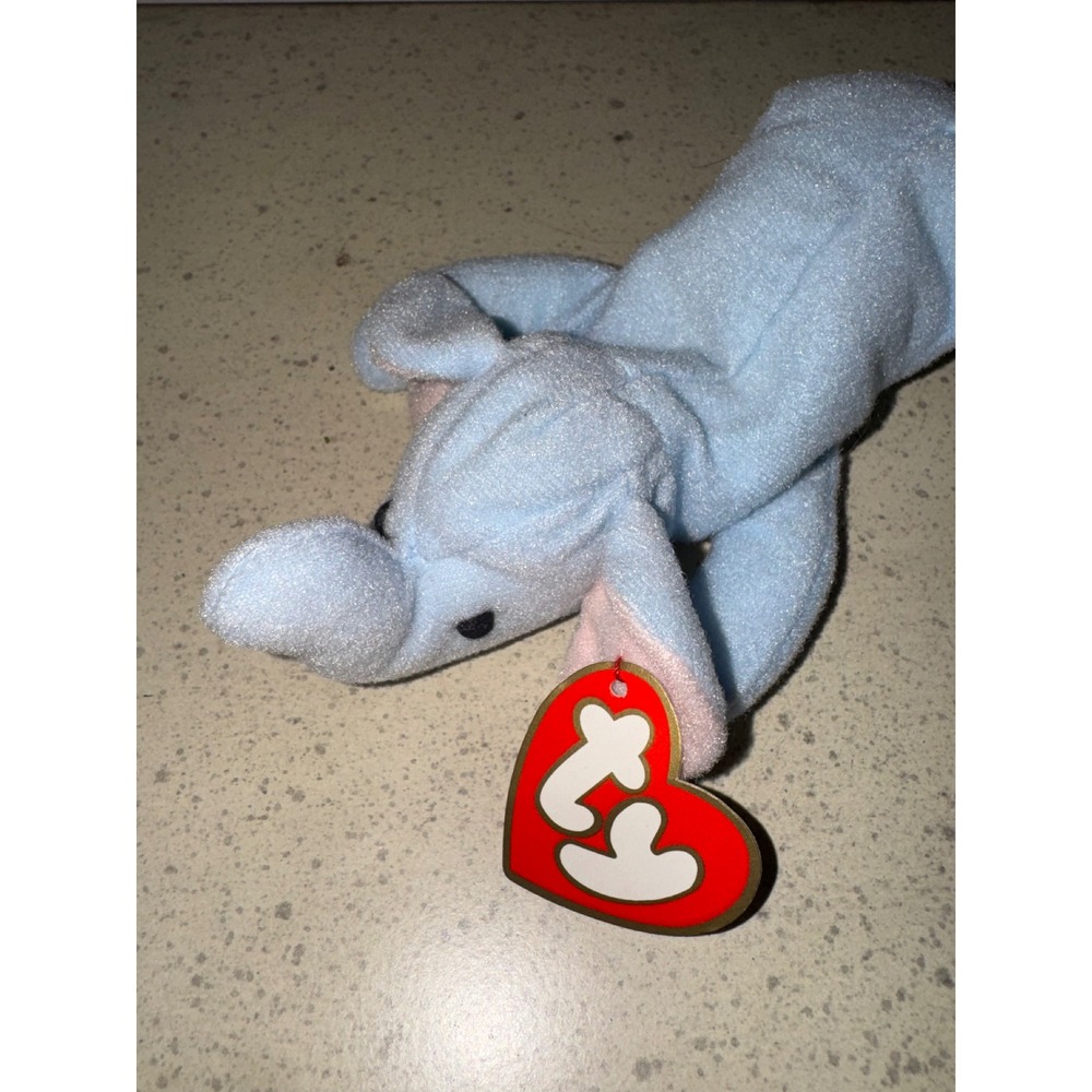 Ty Teenie Beanie Baby Peanut the Elephant Blue Plush 1993 McDonalds Toy Vintage